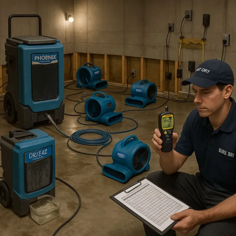 Structural Drying and Dehumidification process in Richfield, WI
